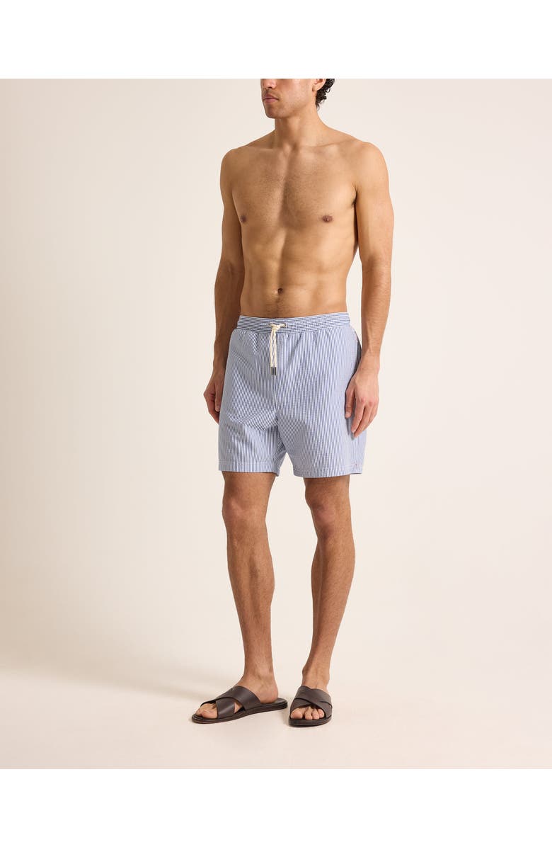 Orlebar Brown Mastiff Seersucker Longest-Length Relaxed Fit Drawcord Swim Shorts, Alternate, color, Nova Blue
