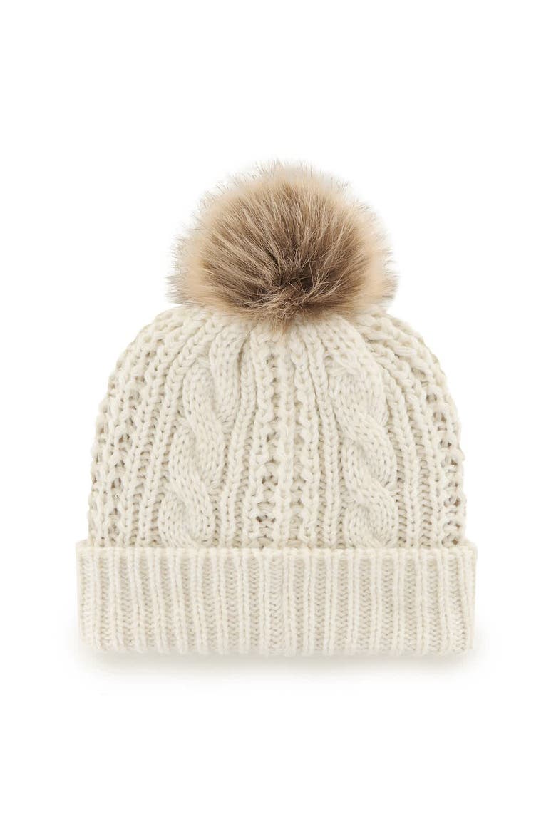 Women's '47  White Denver Broncos Meeko Cuffed Knit Hat with Pom, Alternate, color, White