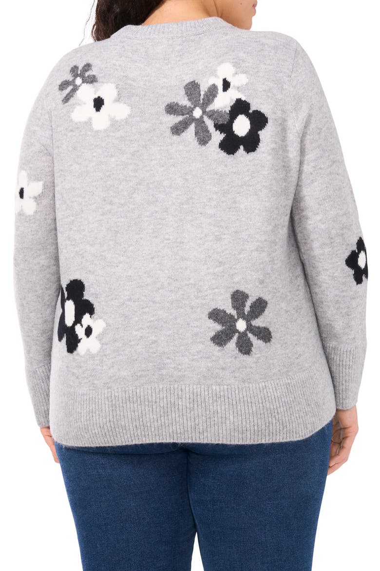 Floral Crewneck Sweater, Alternate, color, LIGHT HEATHER GREY