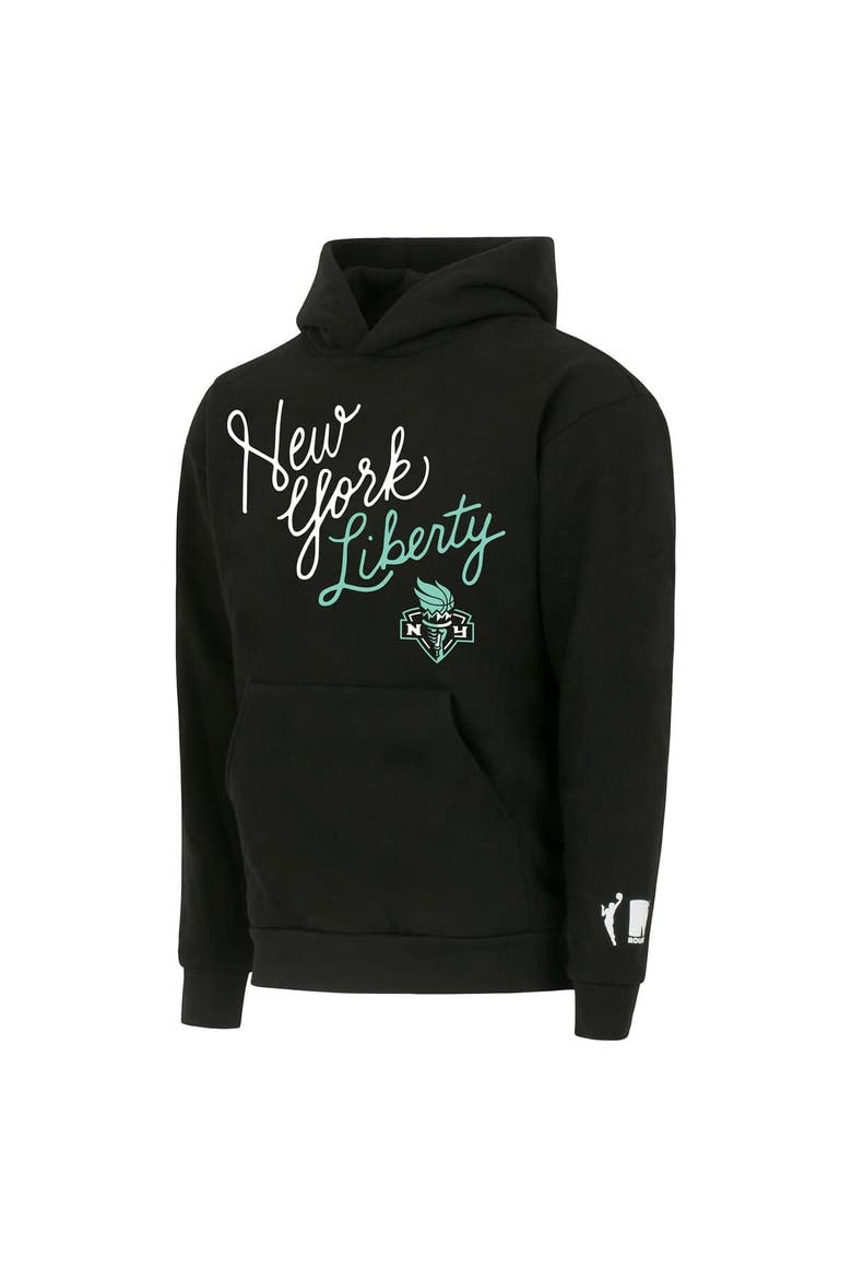 Unisex round21 Black New York Liberty Script Pullover Hoodie, Alternate, color, Black