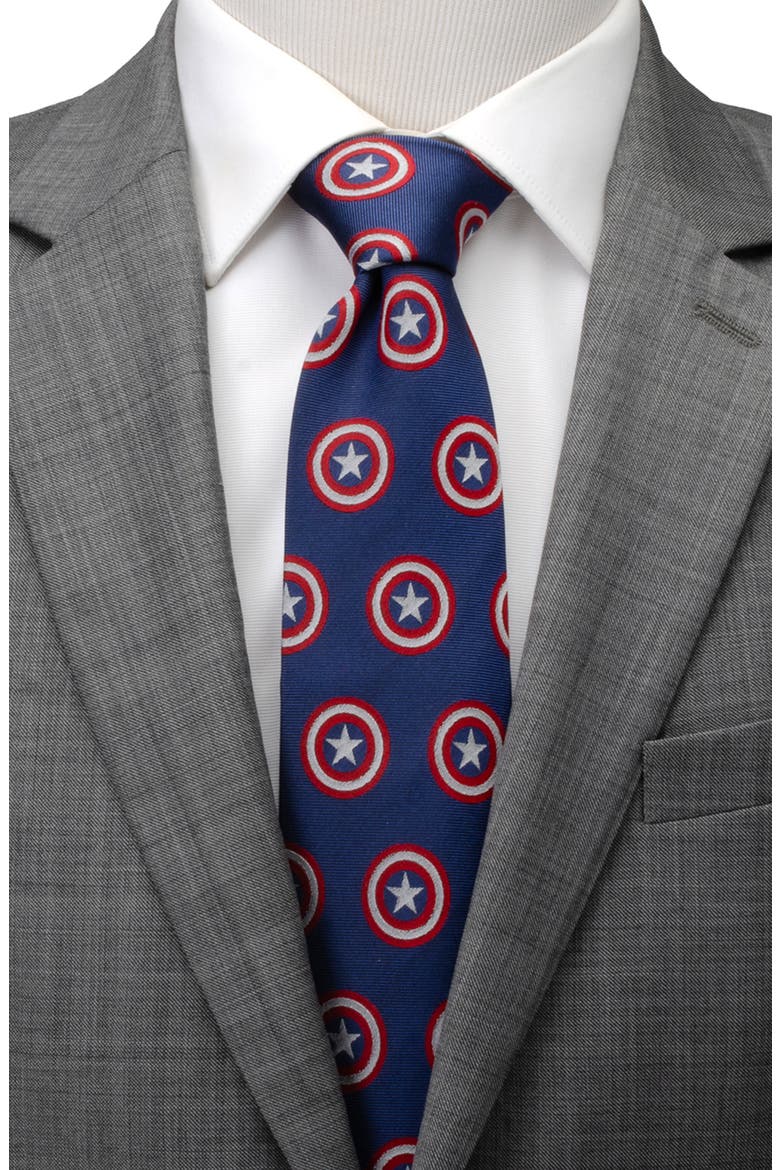 Captain America Hidden Message Silk Blend Tie, Alternate, color, BLUE