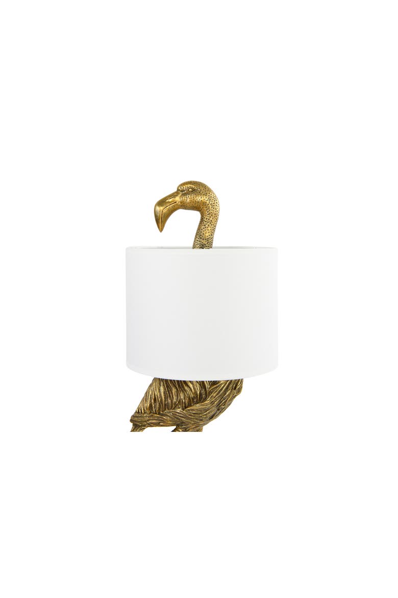 Resin Flamingo Table Lamp with Linen Shade, Gold Finish, Alternate, color, Gold
