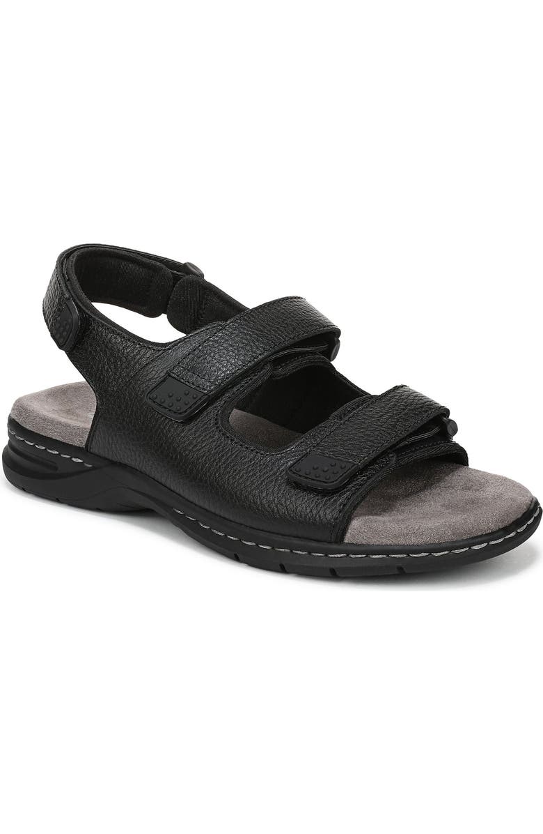 Dr. Scholl's Gavin Hook-and-Loop Sandal - Wide Width Available, Main, color, Black Leather