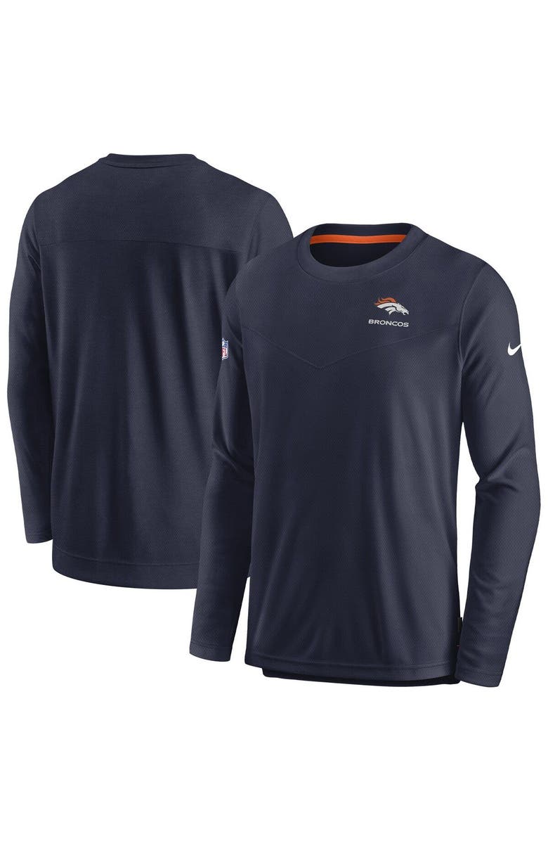 Nike Men's Nike Navy Denver Broncos Sideline Lockup Performance Long Sleeve T-Shirt, Main, color, 