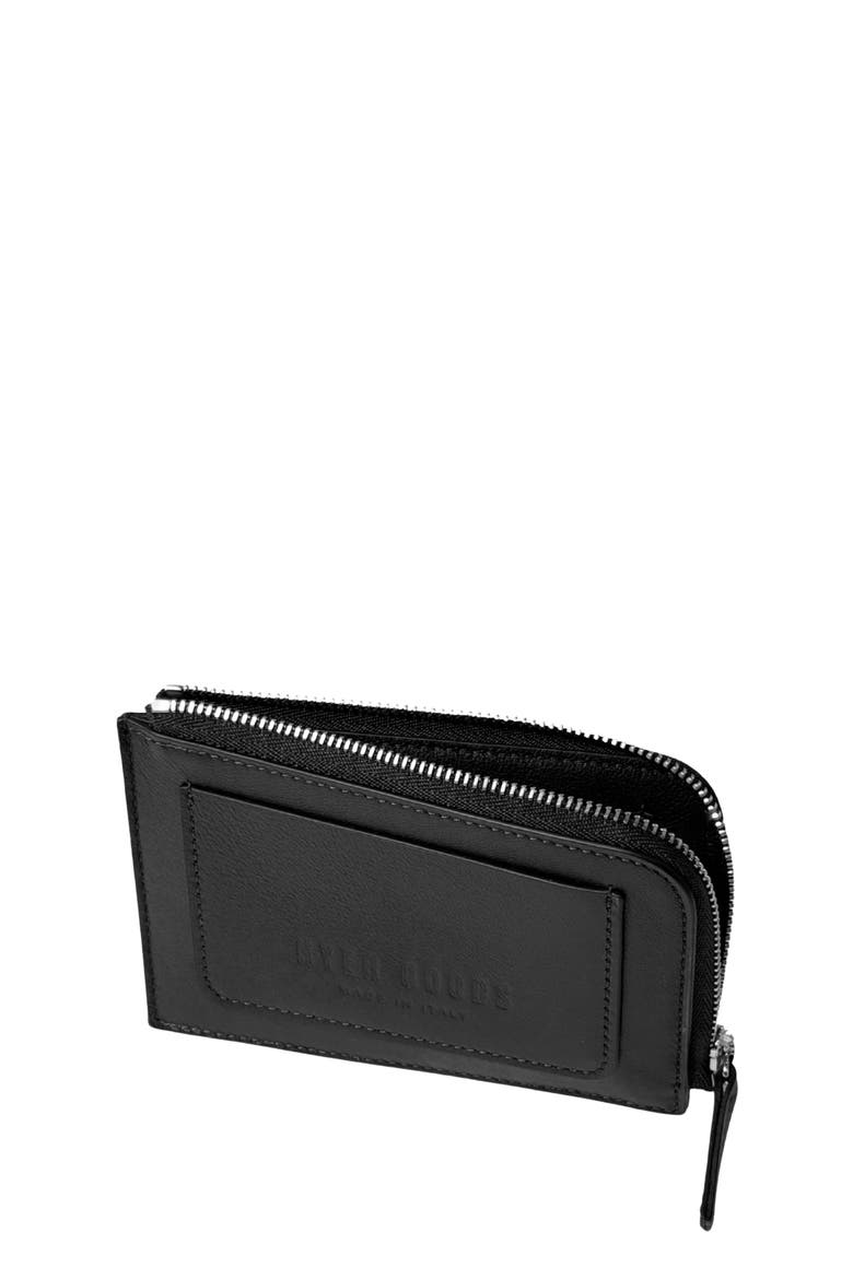 Upcycled Italian Leather Zip-Around Card Wallet, Alternate, color, Black