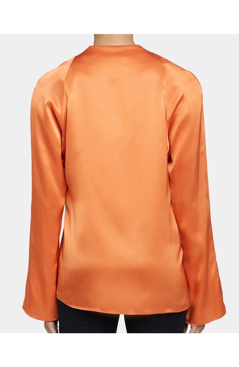 Santorelli Zuri Long Sleeve V-Neck Blouse in Silk Charmeuse, Alternate, color, Orange Glow
