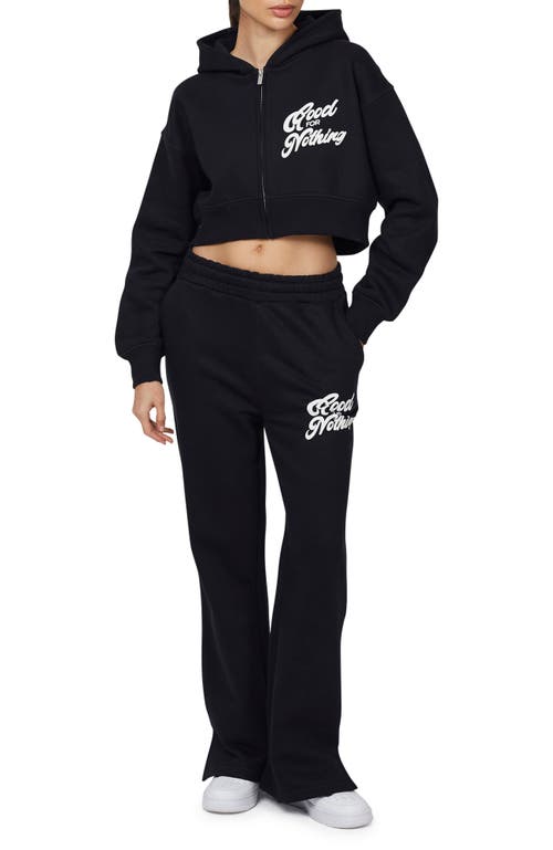 Good For Nothing Funk Relaxed Crop Zip Hoodie In Black