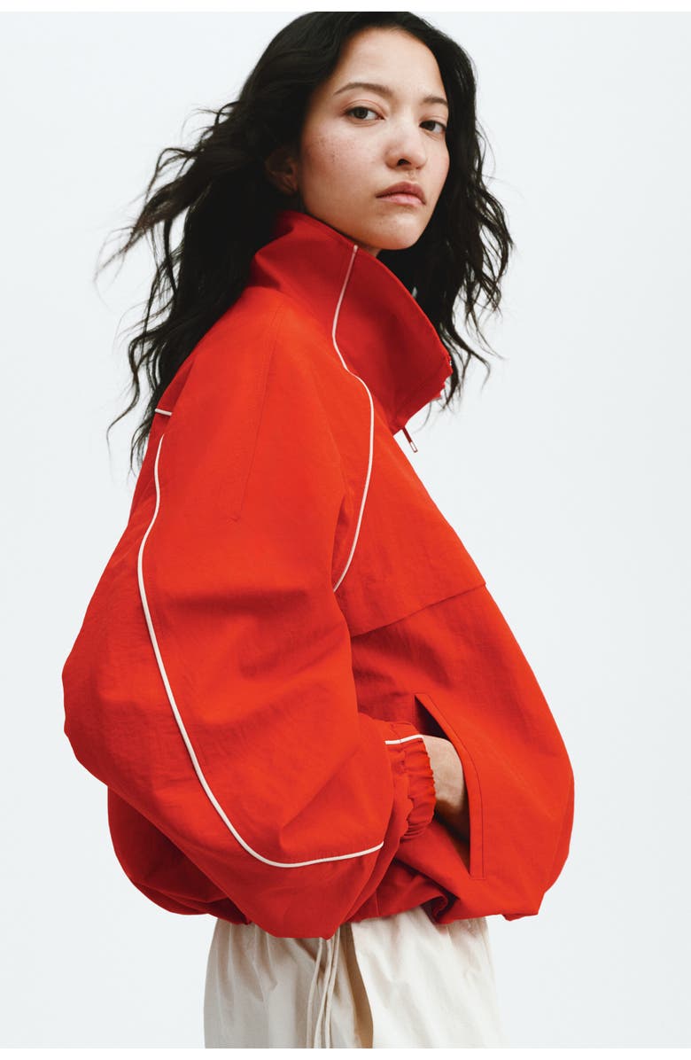 H&M Oversized nylon anorak, Alternate, color, Bright Red