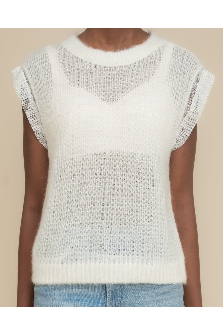 Laissez Soft Alpaca Lace-Layered Sweater Vest, Alternate, color, White