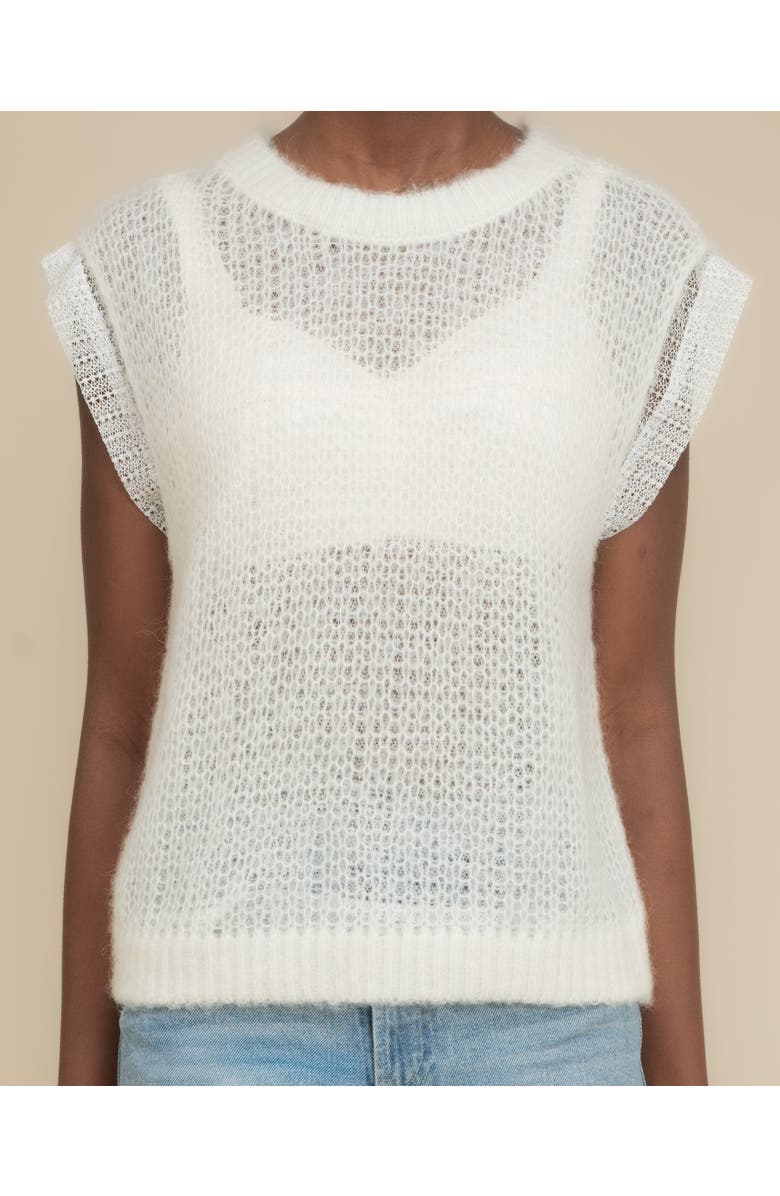 Contessa Mills Laissez Soft Alpaca Lace-Layered Sweater Vest, Alternate, color, White