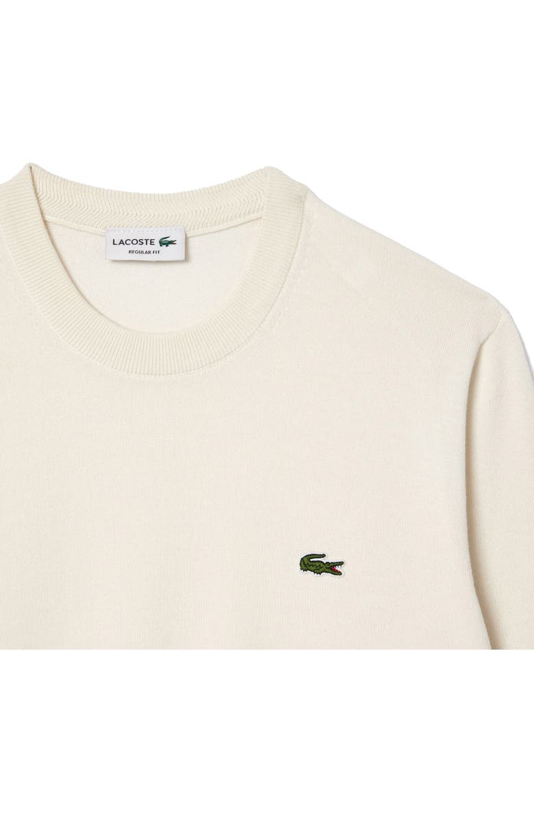 Lacoste Solid Cotton Jersey Crewneck Sweater, Alternate, color, Flour