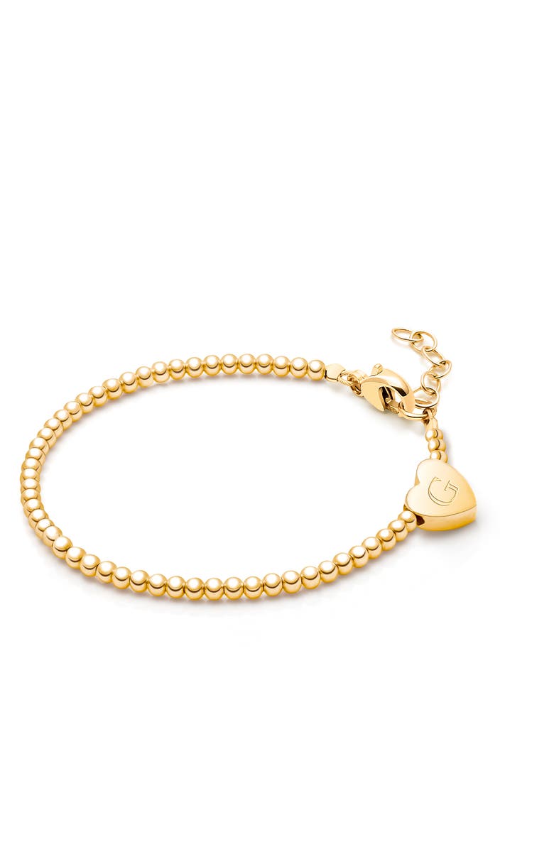 Tiny Blessings 14K Gold Dainty Heart & Engraved Initial 5.25" Bracelet, Main, color, 14K Gold - G