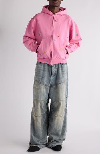 Balenciaga Fruity Distressed Archetype Fleece Graphic Zip Balenciaga Fruity Distressed Archetype Fleece Graphic Zip
