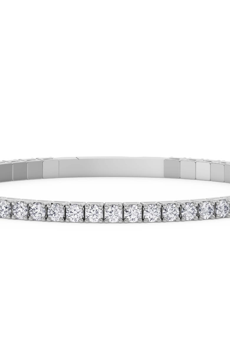 4Ct Diamond Flexible Oval Bangle Women's Bracelet 14k Gold Lab Grown, Alternate, color, 14k White Gold