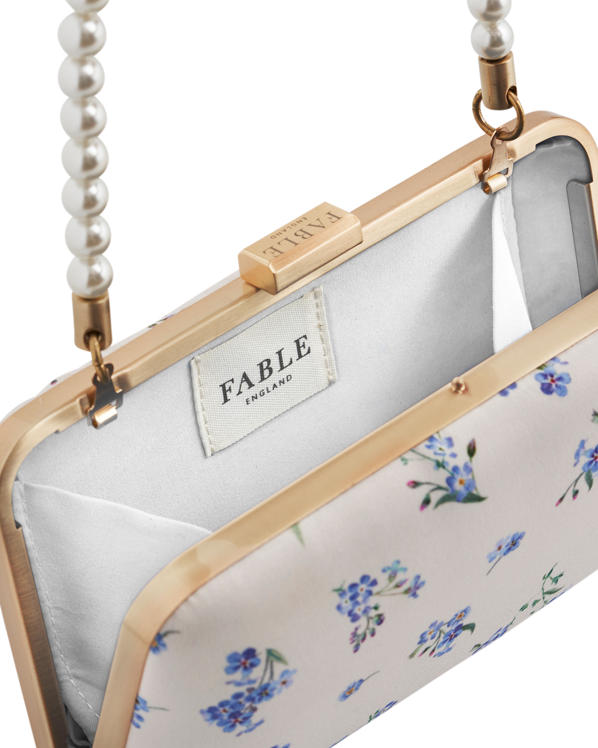 Fable England Forget Me Not Pearl Handle Clutch, Alternate, color, Light Beige