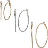 Jessica Simpson Mixed Metal Hoop Earring Set in Gold & Silver-Tone