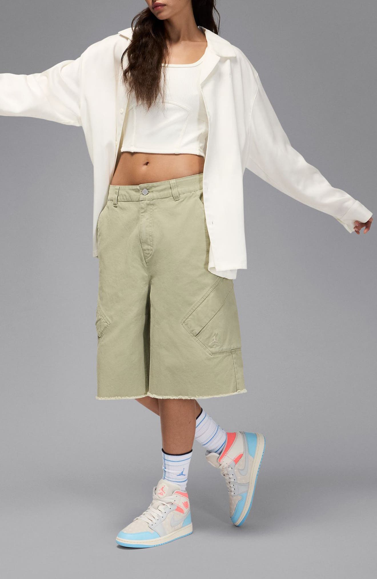 Jordan Air Jordan 1 Mid Basketball Sneaker, Alternate, color, Sail/ Blue Chill/ Lava/ Muslin