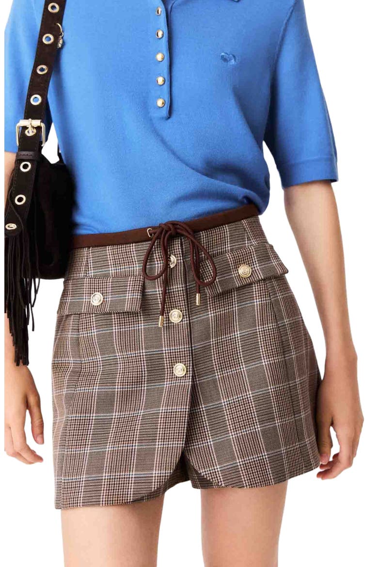 Layered-effect suit shorts, Alternate, color, Brown