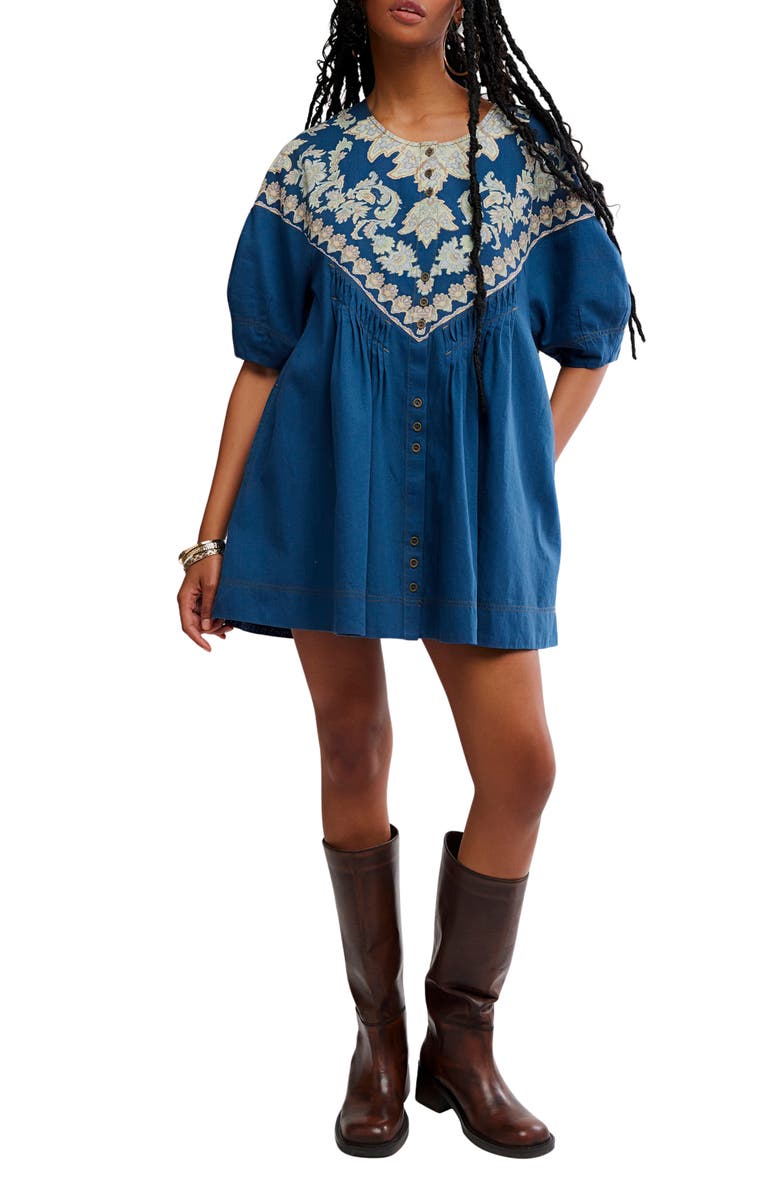 Free People Orson Shift Minidress, Main, color, Indigo Combo