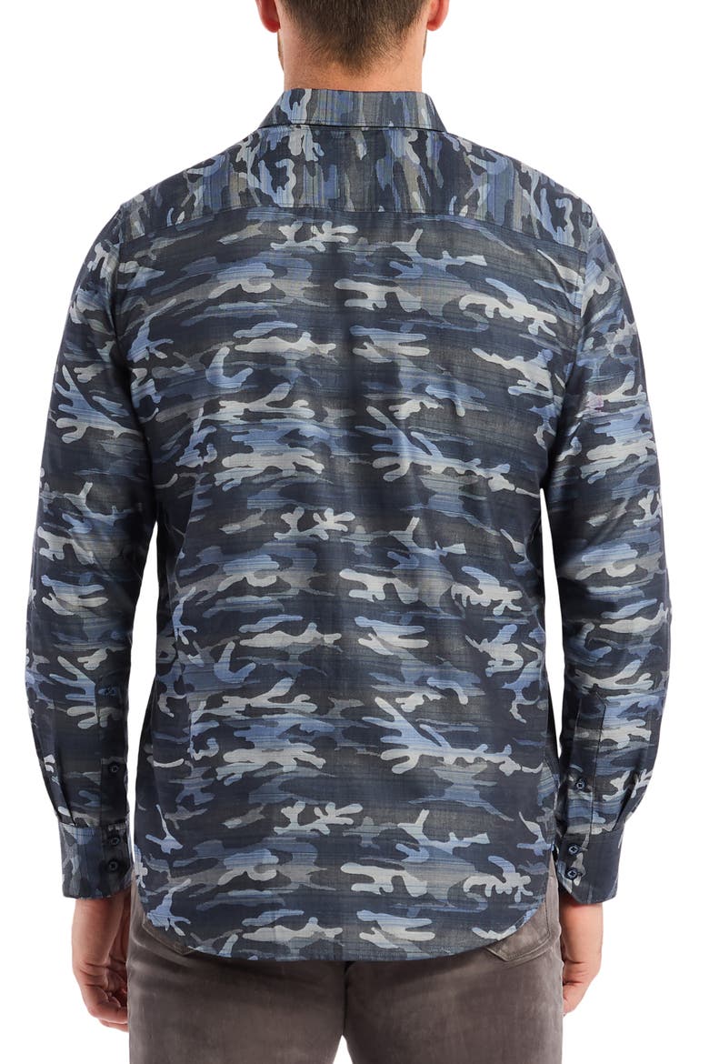 Harrington Camouflage Button-Up Shirt, Alternate, color, NAVY