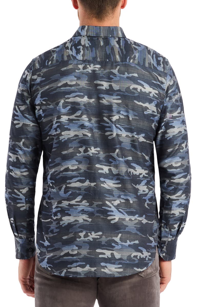 Robert Graham Harrington Camouflage Button-Up Shirt, Alternate, color, Navy