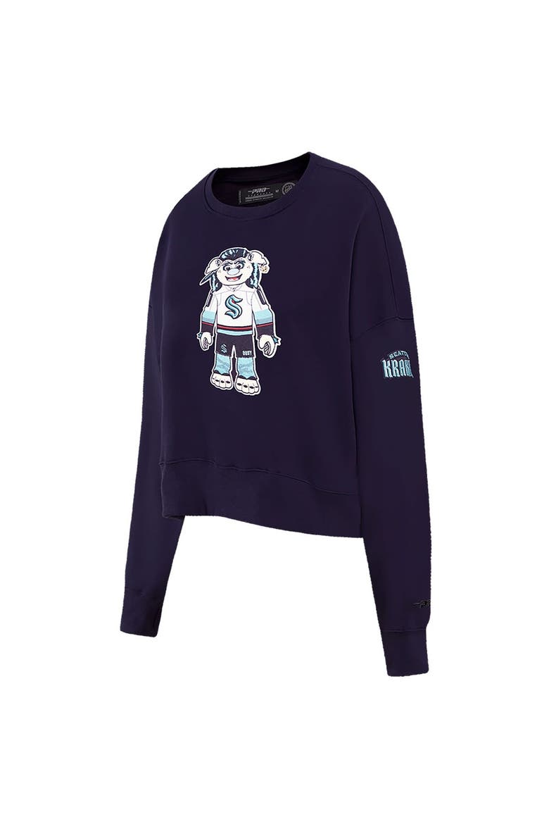 Women's Pro Standard Deep Sea Blue Seattle Kraken Mascot Crewneck Pullover Sweatshirt, Alternate, color, Navy