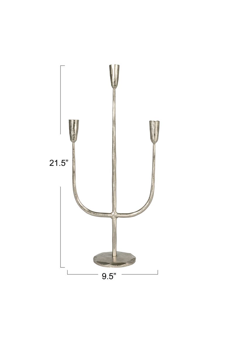 Hand-Forged Metal Candelabra, Silver Finish, Alternate, color, Silver