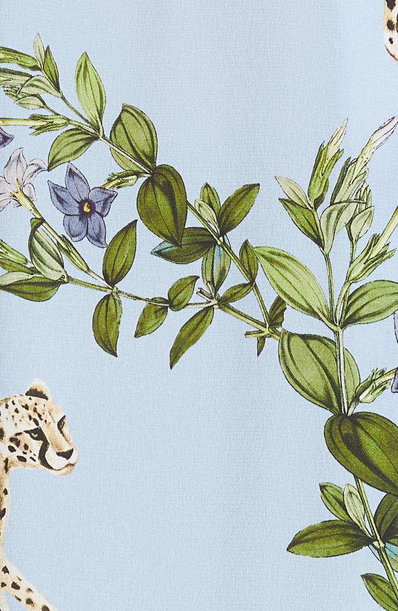 L'AGENCE Nina Cheetah & Floral Print Silk Blouse, Alternate, color, 