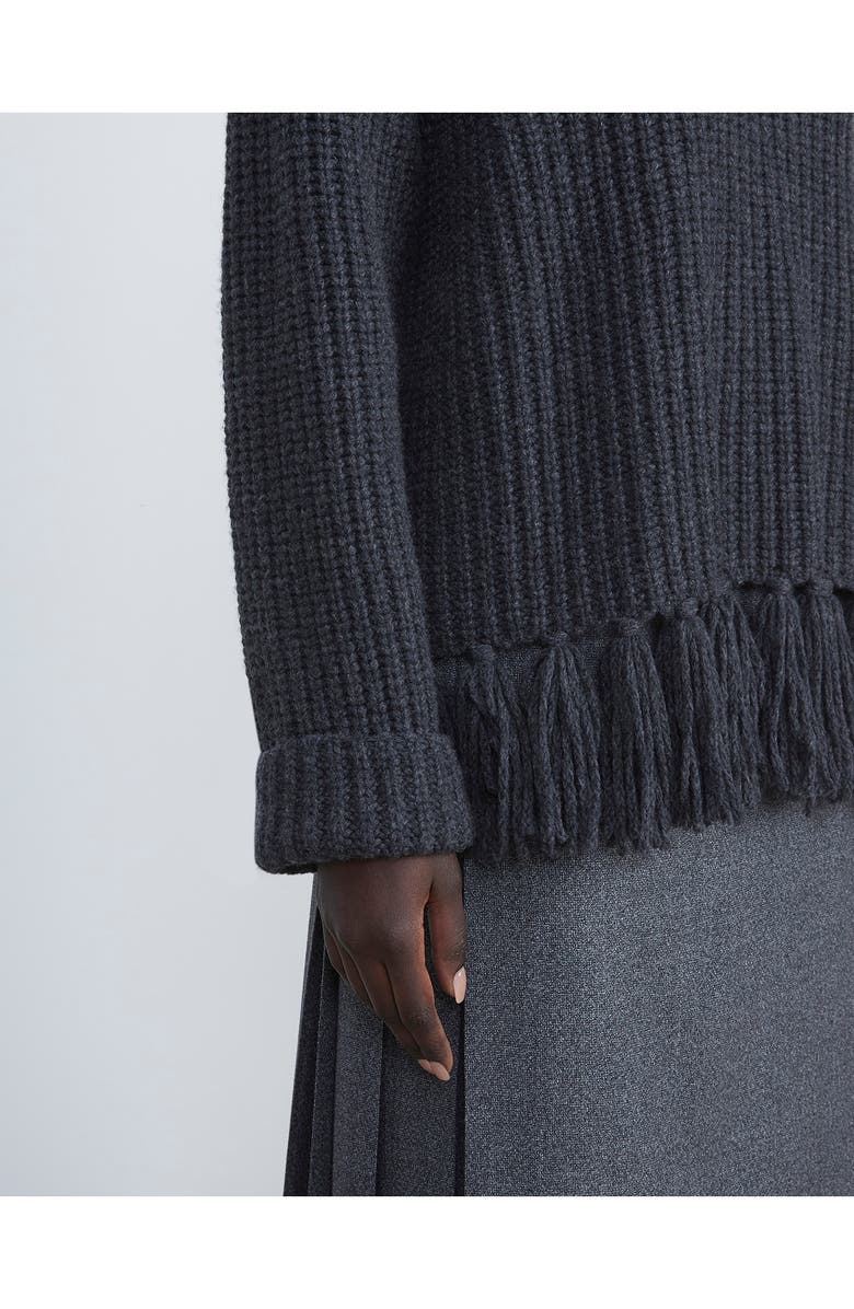 Lafayette 148 New York Fringe Detail Cashmere Turtleneck Sweater, Alternate, color,