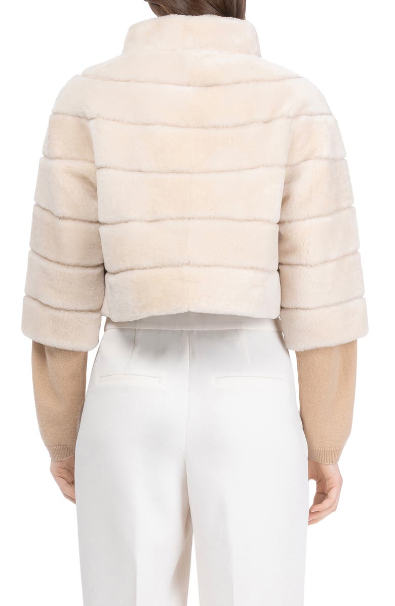 GORSKI Genuine Shearling Cropped Bolero with Cropped Sleeves, Alternate, color, Cream