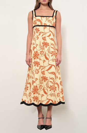 Melanie Palm Print Midi Dress