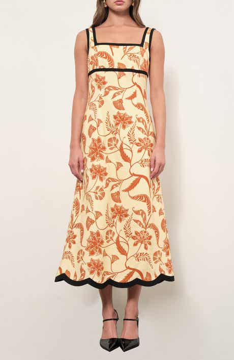 Melanie Palm Print Midi Dress