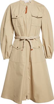Moncler Long Sleeve Belted Poplin Shirtdress