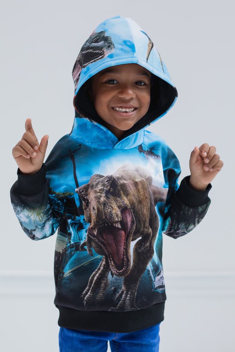 Jurassic Park T-Rex Fleece Hooded Sweatshirt, Alternate, color, Navy Blue