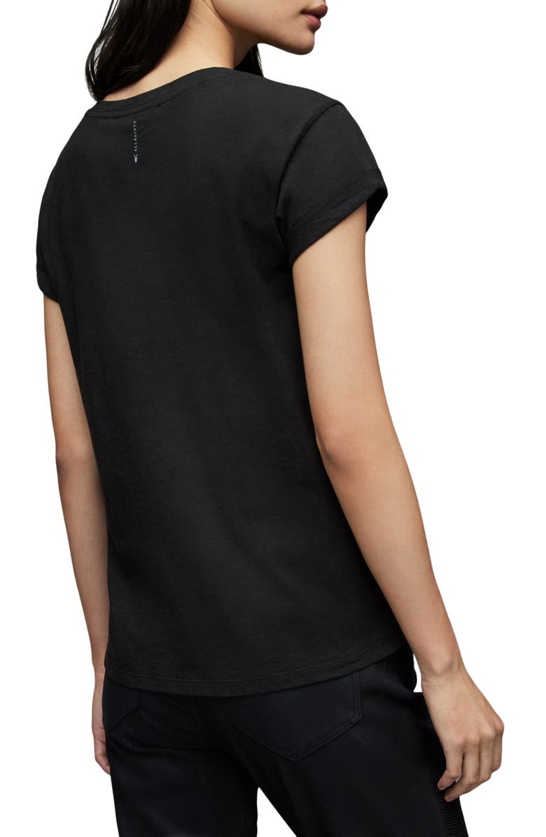 AllSaints Anna Cuff Sleeve Cotton T-Shirt, Alternate, color, Black
