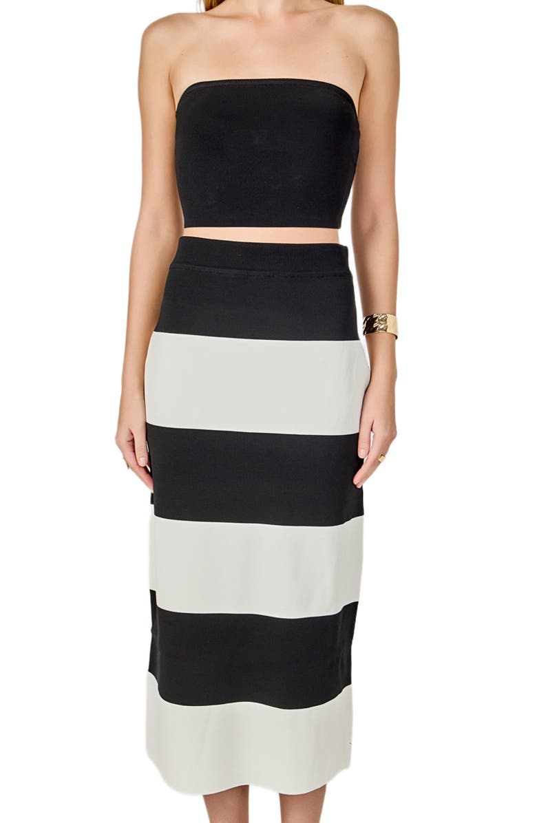 Endless Rose Strapless Top & Midi Skirt Set, Alternate, color, Black/ White