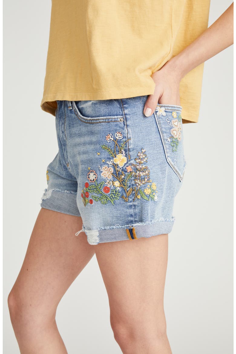 Frannie x Floral Fields Denim Shorts, Alternate, color, MEDIUM WASH