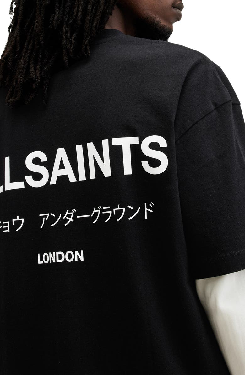 AllSaints Underground Oversize Graphic T-Shirt, Alternate, color, Jet Black