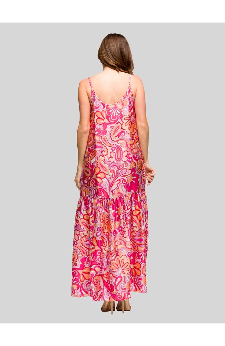24seven Comfort Apparel Pink Print Lightweight Spaghetti Strap Pocket Maxi Dress, Alternate, color, Pink Multi