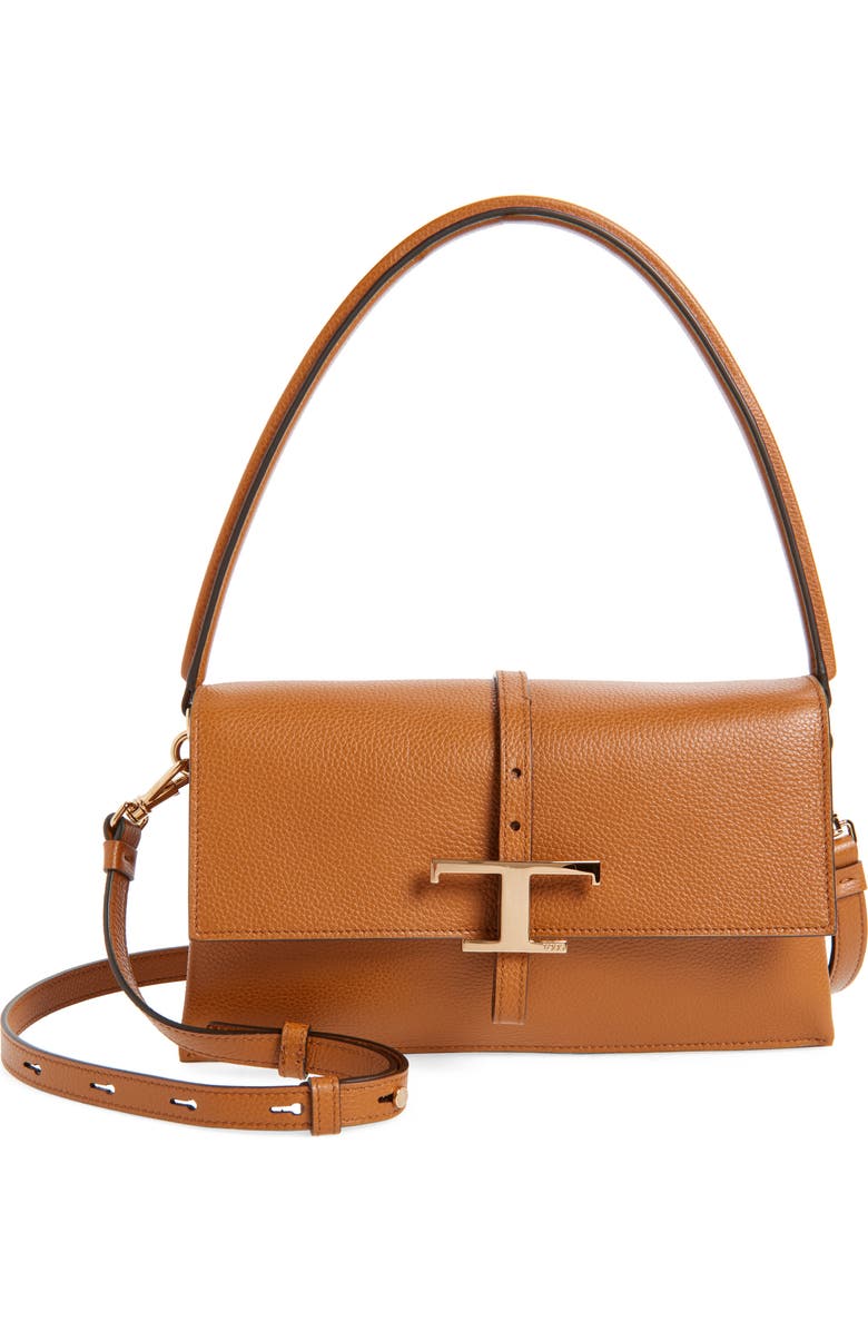 Tod's Mini T Timeless Leather Shoulder Bag, Main, color, Kenia Scuro