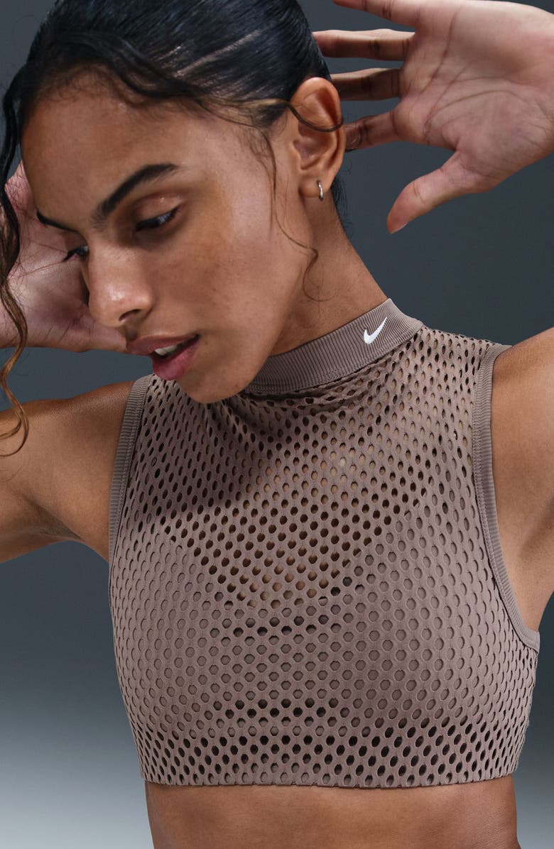 Nike Indy Net Light-Support Padded Sports Bra, Alternate, color, Mink Brown/ White