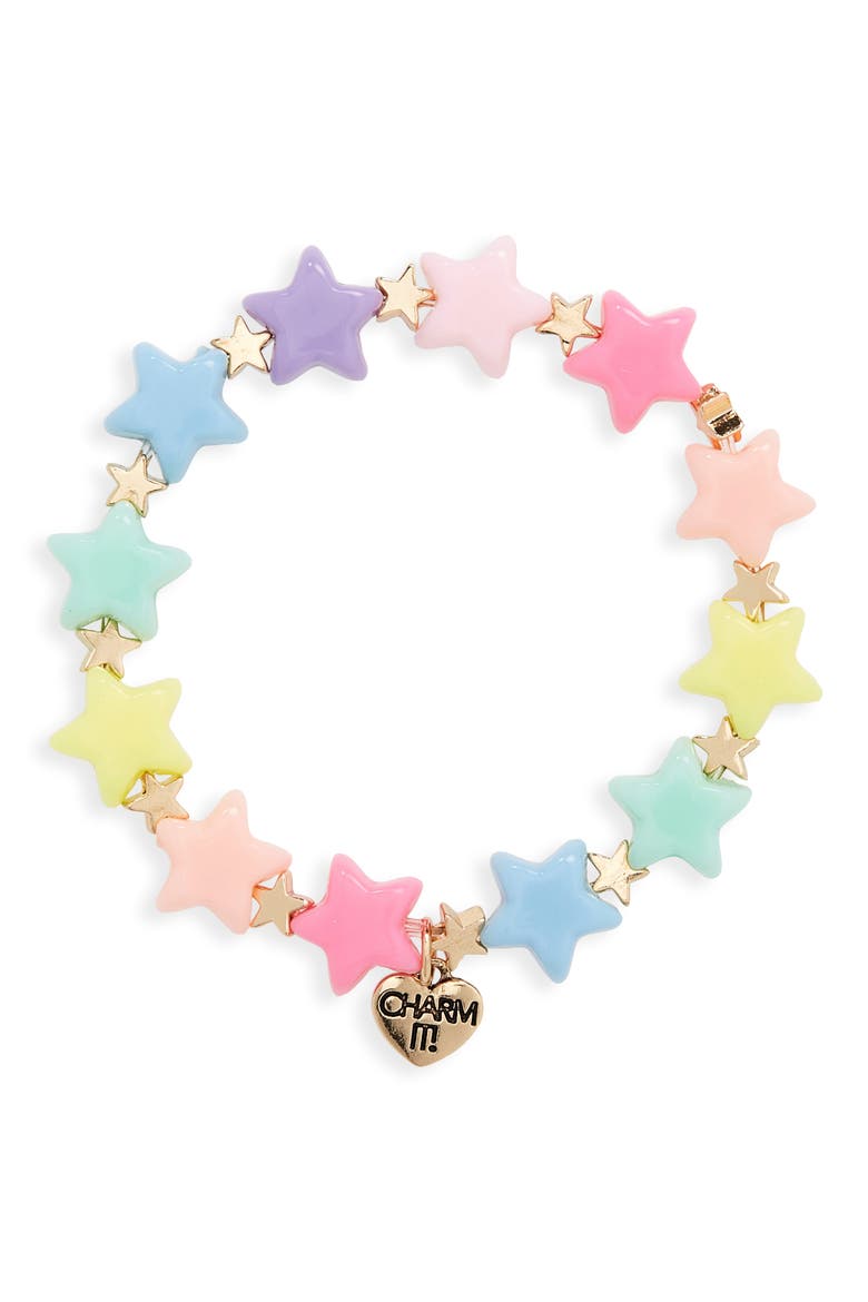 Star Beaded Stretch Bracelet, Main, color, NO COLOR