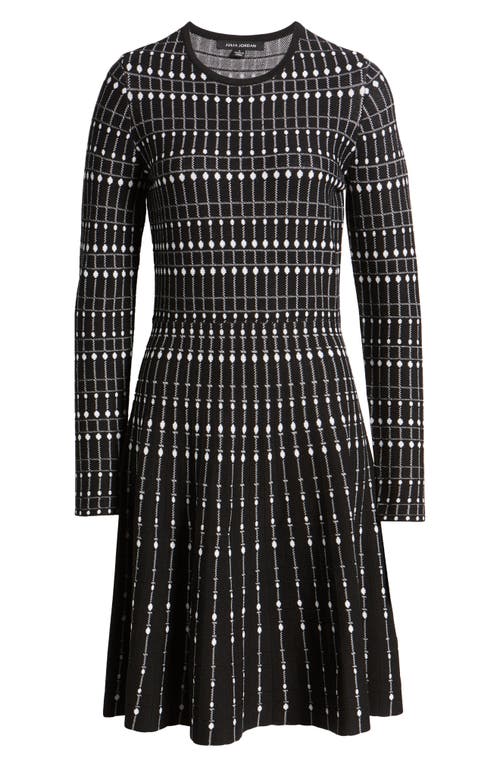 Julia Jordan Stripe Jacquard Long Sleeve Sweater Dress In Black White