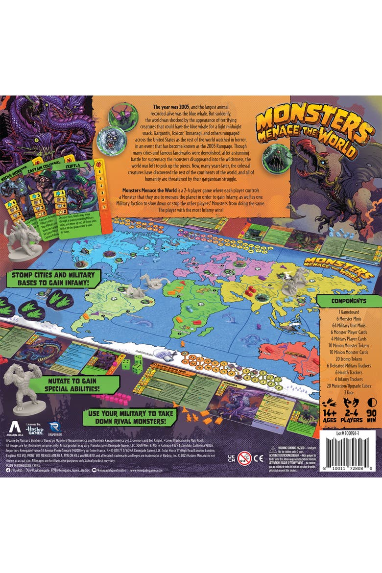 Monsters Menace the World Strategy Board Game, Alternate, color, Multicolored