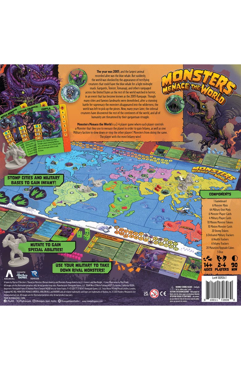 Renegade Game Studios Monsters Menace the World Strategy Board Game, Alternate, color, Multicolored