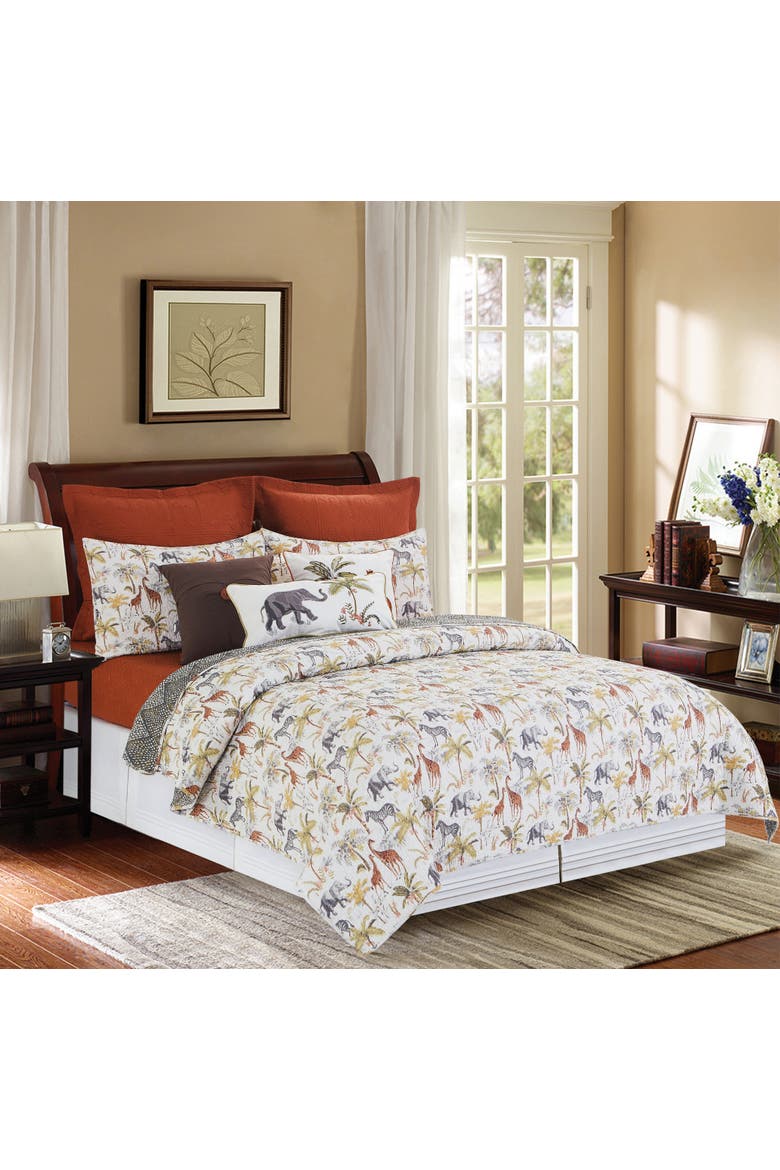Serengeti Safari Cotton Quilt Set  - Reversible and Machine Washable, Main, color, Yellow