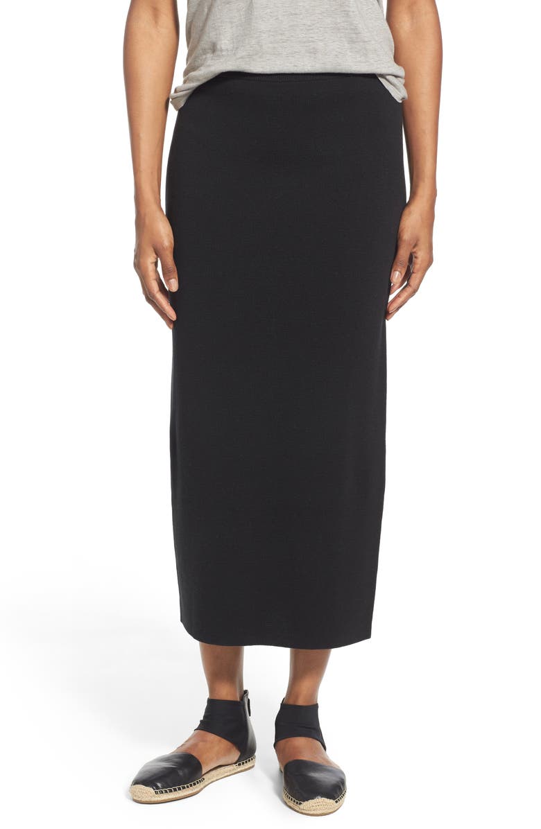 Eileen Fisher Silk & Cotton Interlock Knit Pencil Skirt, Alternate, color,