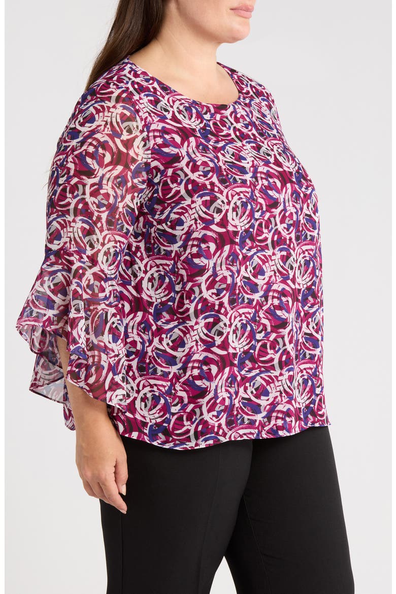 Ruffle Sleeve Top, Alternate, color, CERISE MULTI