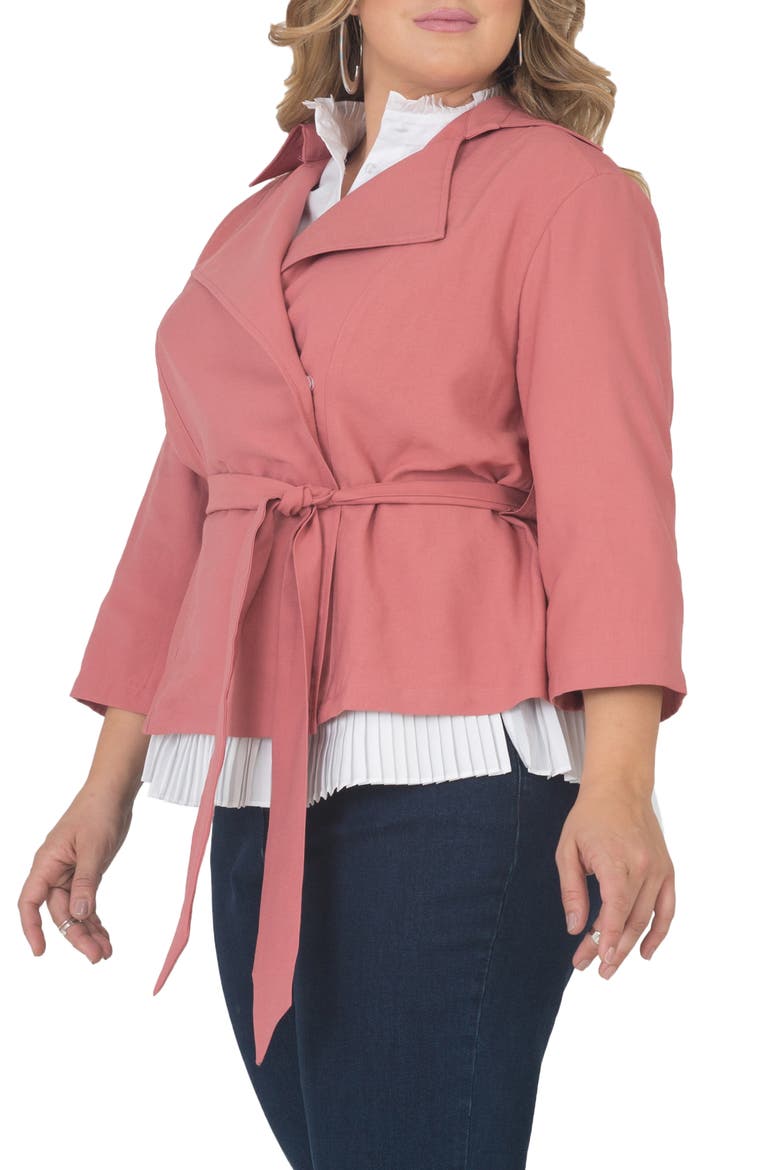 Belted Crop Jacket, Alternate, color, PINK