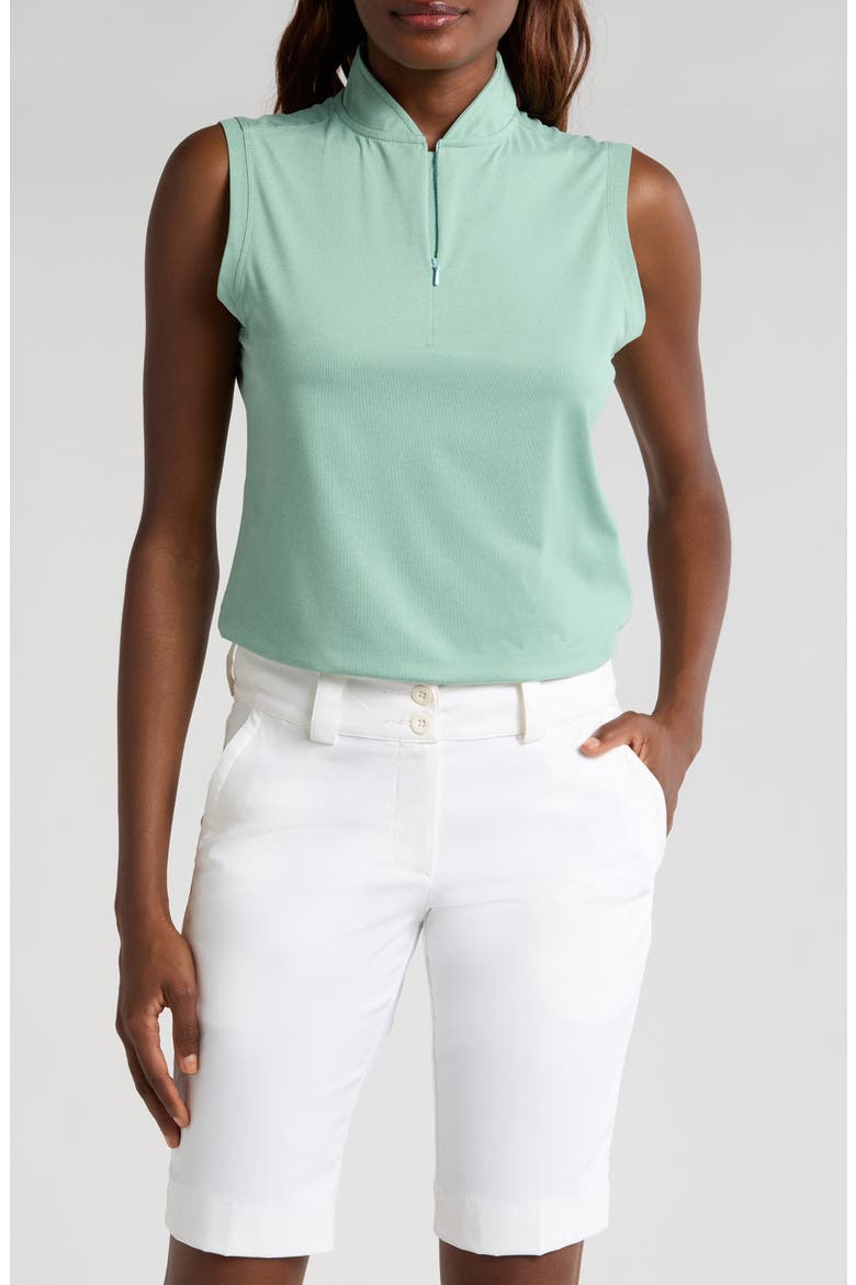 Brynn Sleeveless Half Zip Polo, Main, color, SAGE